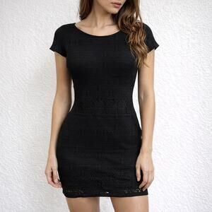 armani exchange lace dress AX ARMANI EXCHANCE BLACK KNIT LACE DRESS SIZE